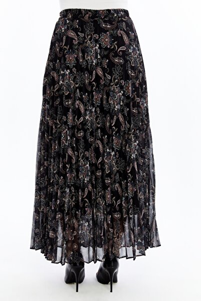 sehatex Lined Pleated Chiffon Waisted Elastic Skirt