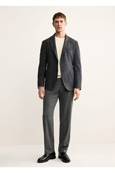 MANGO Man Dar kesim yün karışımlı blazer ceket