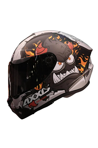 AXXIS DRAKEN BAKER SİYAH-GRİ-KIRMIZI FULLFACE KASK (SİYAH+ŞEFFAF CAMLI)