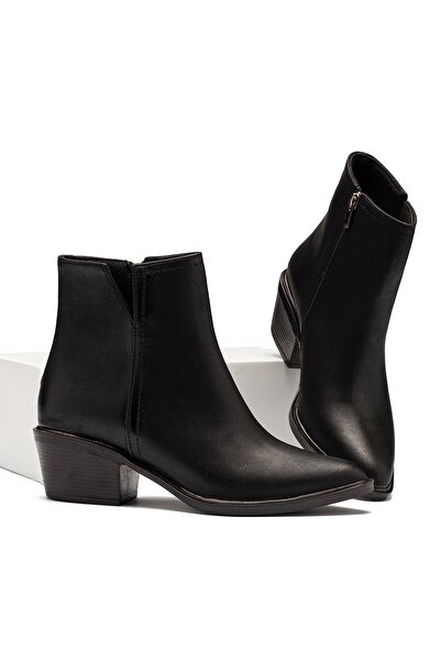 lady classy Kadın Streç Bot Bilekli Kısa Küt Kalıp Deri Kaliteli Bot Topuklu ...