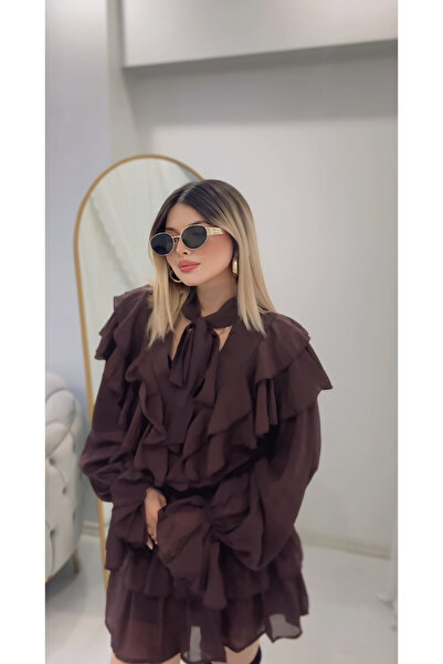 DENİZ Trend Fırfırlı Bağlamalı Elbise