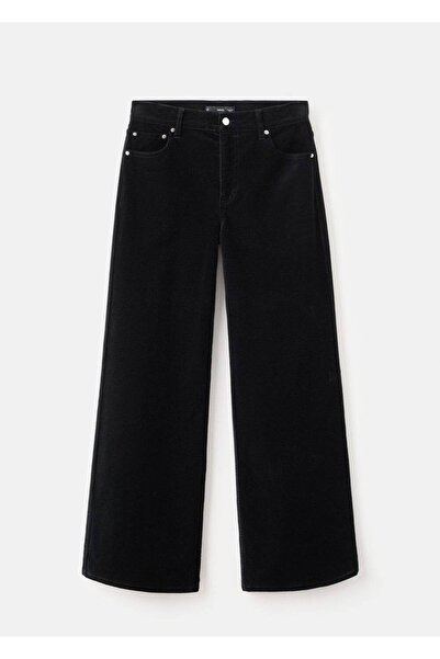 MANGO Woman Kadife wide leg jean pantolon