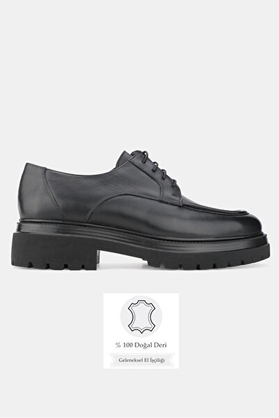 TUNAELLİ ERKEK SİYAH HAKİKİ DOĞAL DERİ 39-45-46 NUMARA BAĞCIKLI OXFORD AYAKKABI