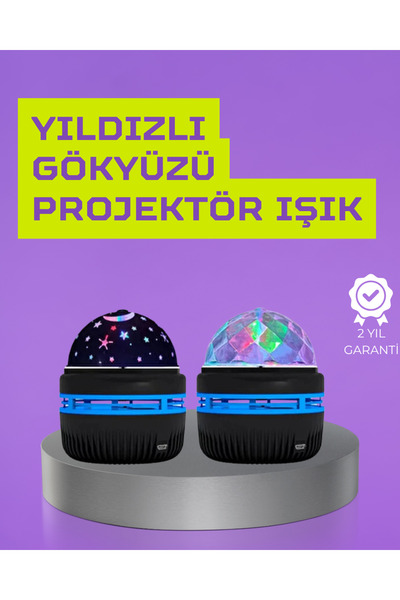 Home USB’li Yıldız Projektör Lamba – Döner Galaxy Işık Şovu, Çocuk ve Yetişki...