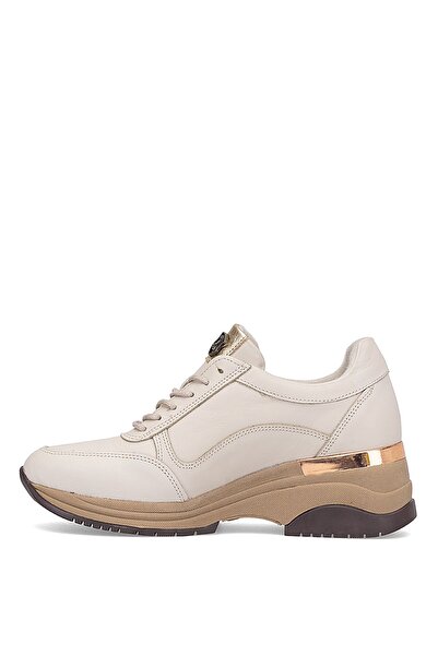 Venüs 2313081K Women's Genuine Leather Wedge Heel Shoes Beige