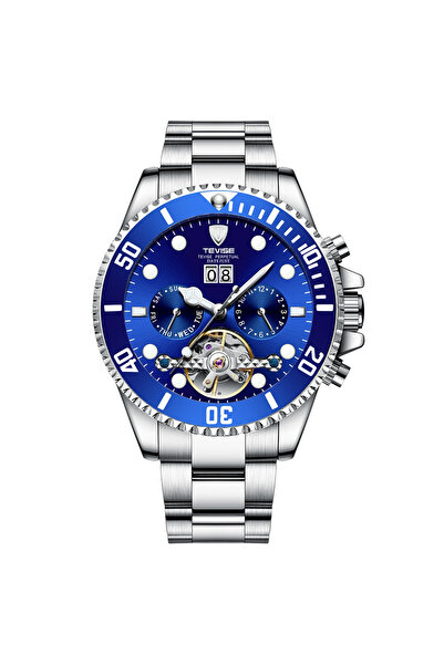 Tevise Ceas mecanic automat de top, marcă de top, Tourbillon albastru