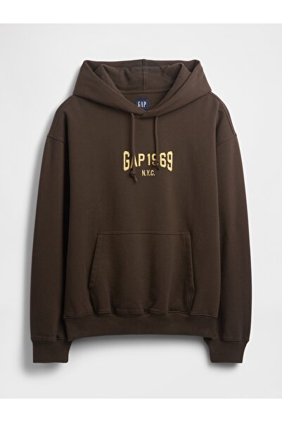 GAP Erkek Kahverengi Heavyweight 1969 Logo Sweatshirt