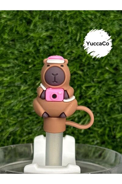 YuccaCo Accessorize Your Life Kapibara Fotoğrafçı Termos Pipet Süsü/Kapibaral...