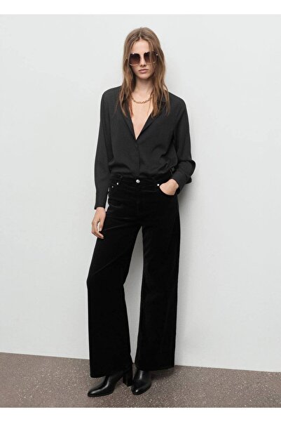 MANGO Woman Kadife wide leg jean pantolon