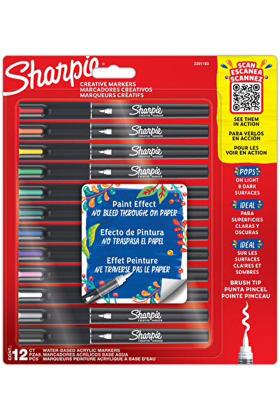 Sharpie Akrilik Markör Fırça Uç 12'li Blister