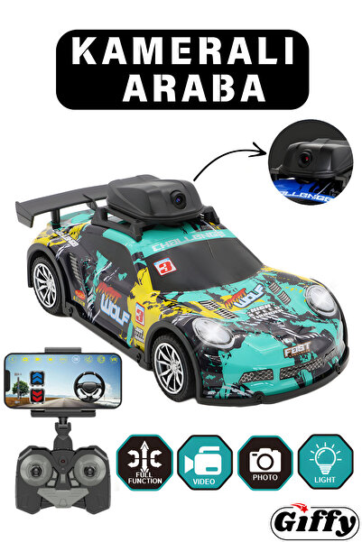 giffy Oyuncak Uzaktan Kumandalı Kameralı Araba HD Fotoğraf ve Video Çekilen Şarjlı Led Işıklı Araç