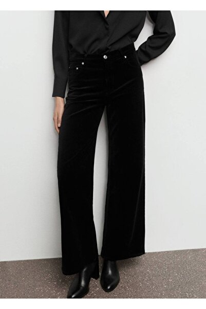 MANGO Woman Kadife wide leg jean pantolon