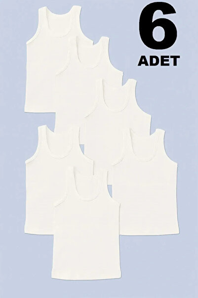 Erdenay Tekstil Boys' Undershirt 100% Cotton Oval Neck Pack of 6