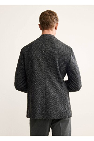 MANGO Man Dar kesim yün karışımlı blazer ceket