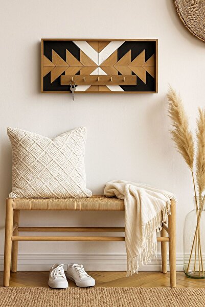 woodalbuba Ahşap Anahtarlık Hol Antre Dekoratif Anahtar Askısı Duvar Dekor