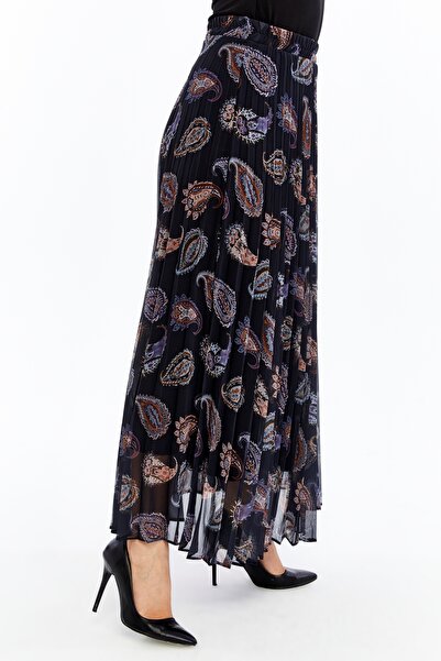 sehatex Lined Pleated Chiffon Waisted Elastic Skirt