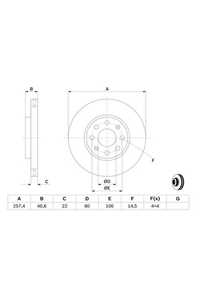 Bosch Disc Frana Fiat Punto Opel Adam/Corsa D