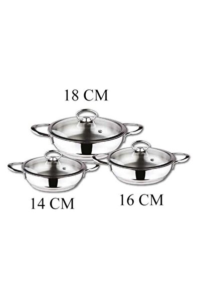 OMS Steel Saucepan Set with Glass Lid 14-16-18 cm