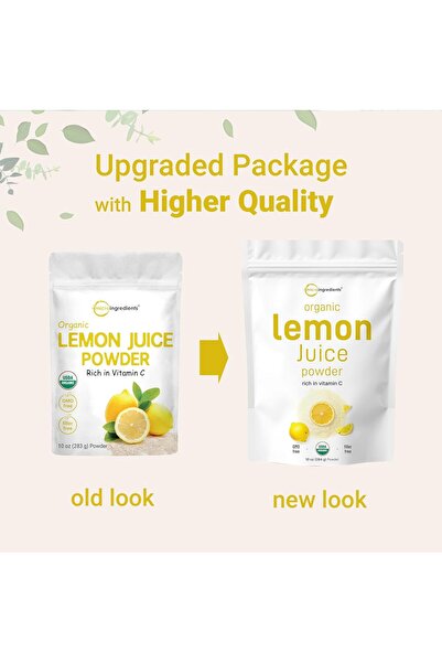 Micro ingredients Organic Lemon Juice Powder, 10 oz | Cold-Pressed Lemon Source | Natural Vitamin C