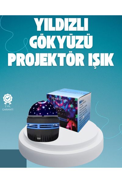 Home Döner Galaxy Projektör Gece Lambası – Ay ve Yıldız Işıklı Atmosfer Lamba...