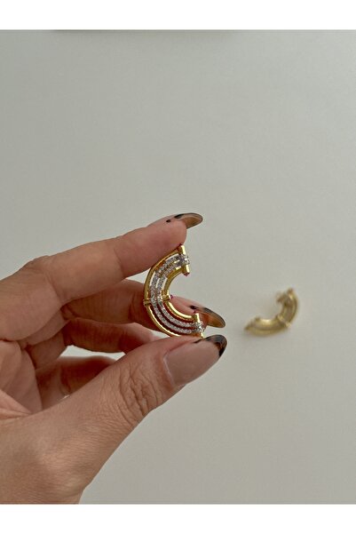 YOUES JEWELRY 316l Çelik 14 K Renk MİX Lüx Çift Renk Gold Silver VIP Seri Premium Kadın Küpe Minimal Küpe