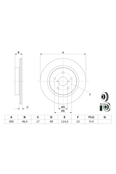 Bosch Disc Frana Subaru Legacy 6/Levorg/Outback
