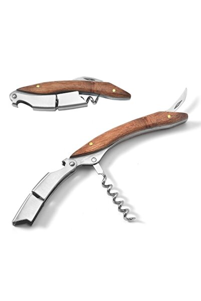 vadrami Professional corkscrew with rosewood handle, stainless steel, foil cutter, 12.4x3.5cm,