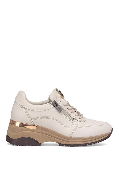 Venüs 2313081K Women's Genuine Leather Wedge Heel Shoes Beige