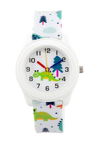 Saattino Sevimli Dinazor Figürlü Çocuk Saati Beyaz Renk Analog ST-304405