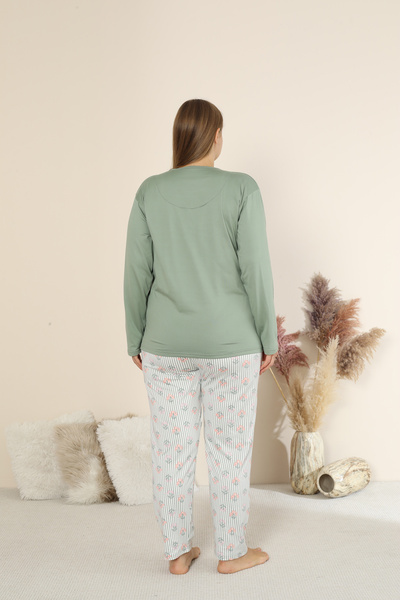 SEBOTEKS Sandy Soft Thermal Fabric Large Size Winter Women's Pajama Set 8050