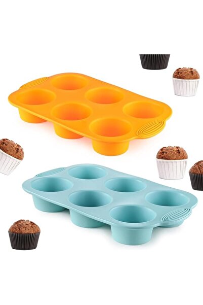 Generic 2PCS Silicone Muffin Cupcake Pan Molds - 6-Cavity Nonstick Silicone B...