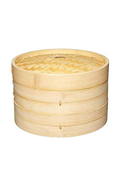 Generic Li Ying Handmade Bamboo 2 Tier Steamer with Lid, 10in