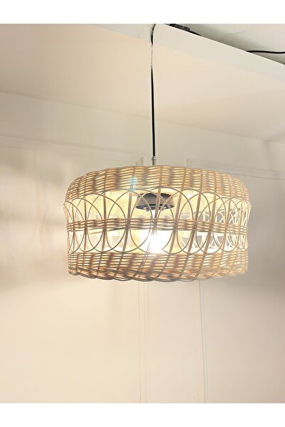 Zeron Home Bambu Örgü Avize %100 El Yapımı – Doğal Bambu Sarkıt Lamba