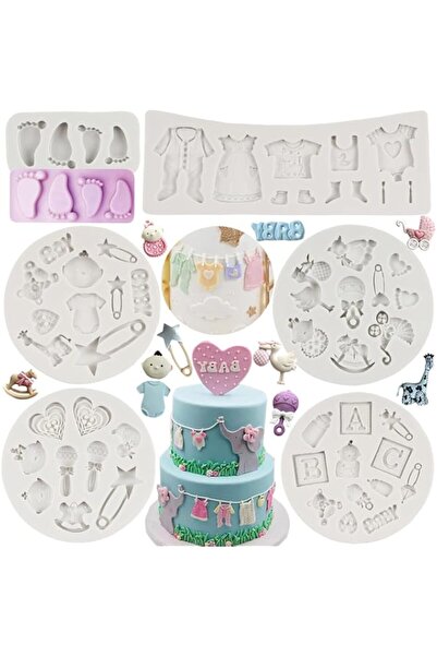 Generic 6 Pack Baby Shower Silicone Molds - Cute Fondant Cake Decorations, Cu...