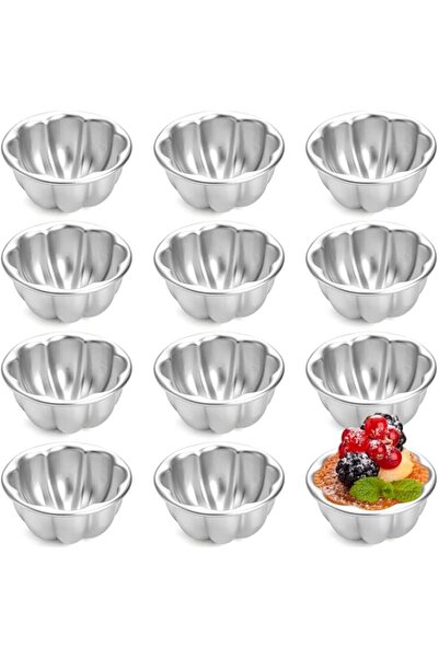 Generic 12 Pack Egg Tart Molds, Aluminum Alloy Pudding Jelly Molds, Reusable ...