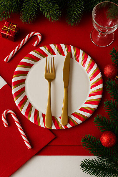 Partifabrik Christmas Themed Cardboard Plate 8 Pieces