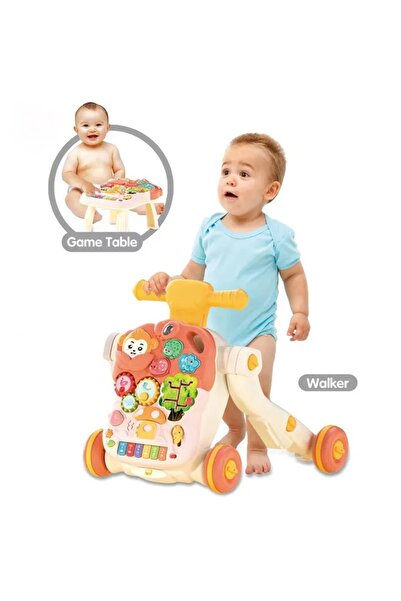 MalPlay Antepremergator si masuta de activi 2 in 1 pentru copii, cu panou interactiv detasabil, telefon, act