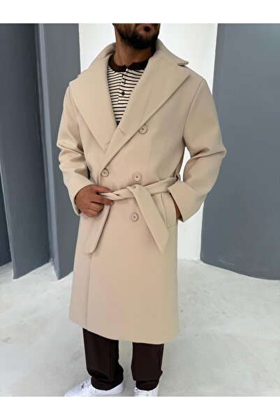 Combineman35 Men's Double-Breasted Belted Cashmere Coat