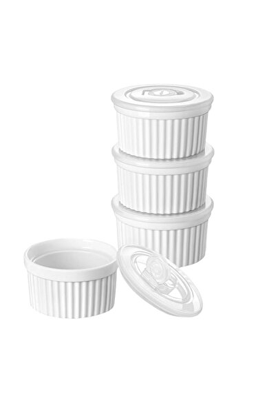 Generic 8 oz Porcelain Ramekins with Lids - Oven & Dishwasher Safe Baking Cup...