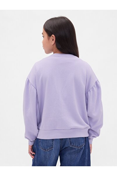 GAP Kız Çocuk Mor Relaxed Flippy-Sequin Grafikli Sweatshirt