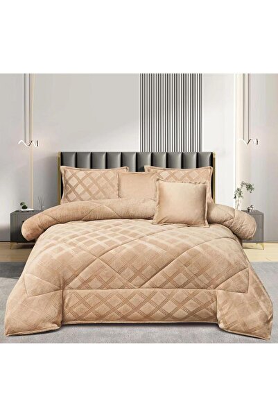 Roshen Nefrons 4-piece winter bedspread set, double-sided, soft velvet filling, warmth for you and luxury for your room, size 210*160
