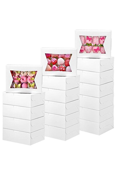 Generic 15Pcs Bakery Cake Boxes, Cookie Boxes For Strawberries With Window Pi...