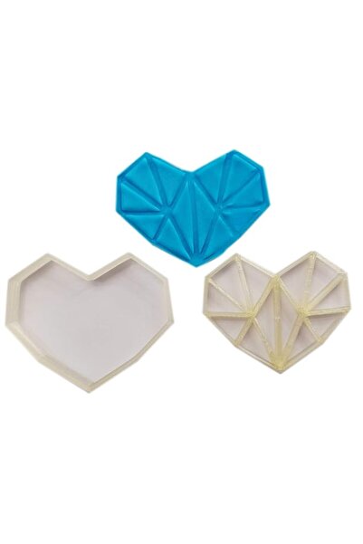 Generic OHM Geometric Heart Cookie Cutter Embosser Fondant Cake Decorating To...