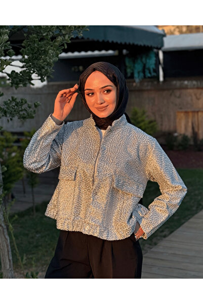 Celynore Bomber Ceket Gümüş