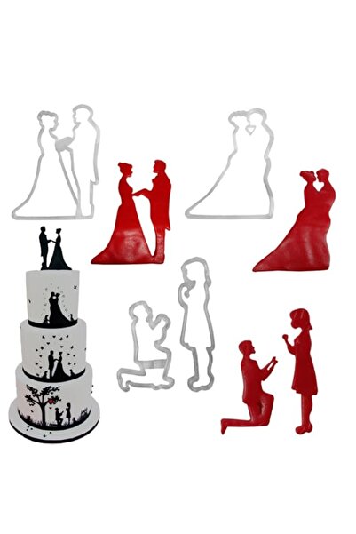 Generic OHM 9pcs Valentine Wedding Couple Cookie Fondant Cutter Set for Anniv...