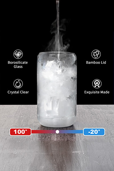 Kelira Bamboo Lid Cup with Straw Glass Cup with Straw Jar Cup Santa Claus 1 Piece Durable 550 ml