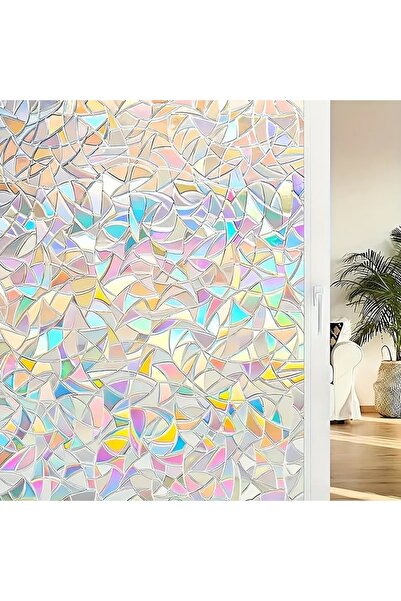 LUXER Folie Decorativa Privacy Pentru Geamuri, Model Geometric Holografic, Di...