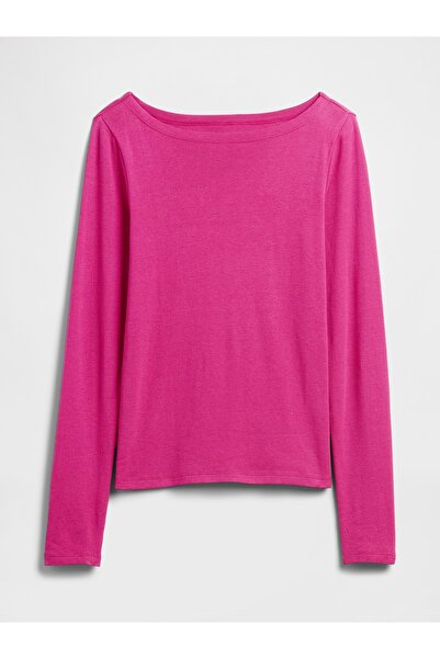 GAP Kadın Pembe Modern Boatneck Yakalı T-Shirt