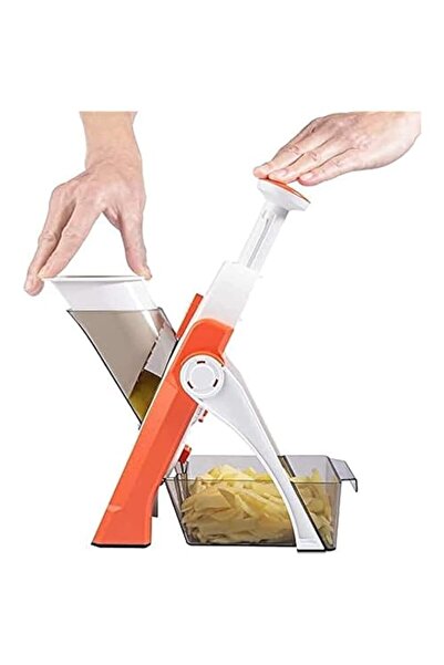 Generic ECVV Mandoline Vegetable Slicer With Adjustable Thickness, Orange/Whi...