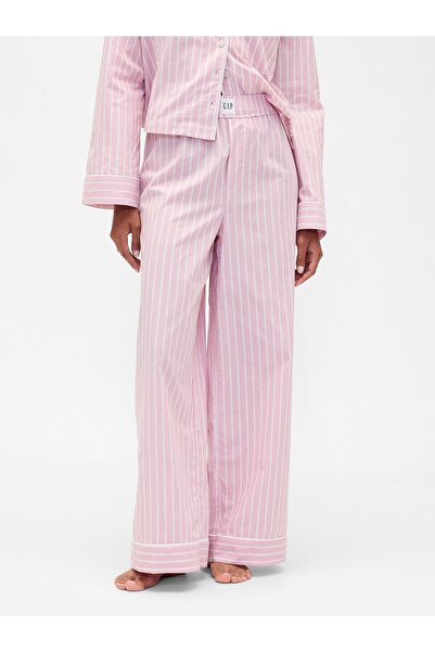 GAP Kadın Pembe Relaxed Poplin Pijama Takımı